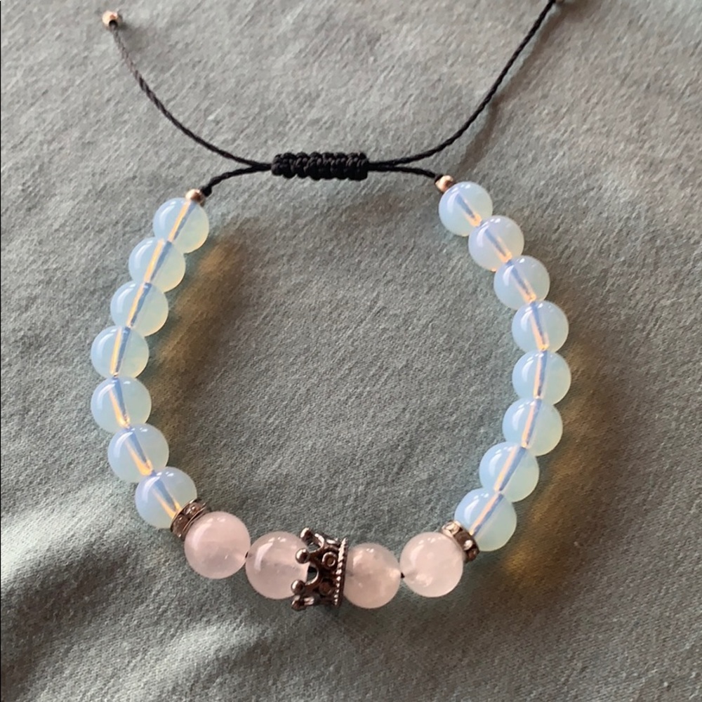 Moonstone Bracelet with Silver Crown charms